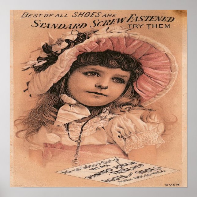 Victorian Girl Advertisement Shoes Art Print Poster (Framsidan)