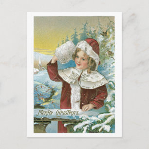 Victorian Girl - God jul Helg Vykort