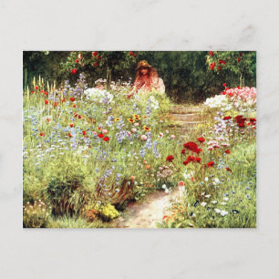 Victorian Girl i Blomsterträdgården Vykort
