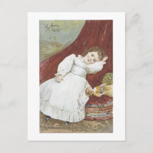 Victorian Girl med hennes doll Postcard Vykort