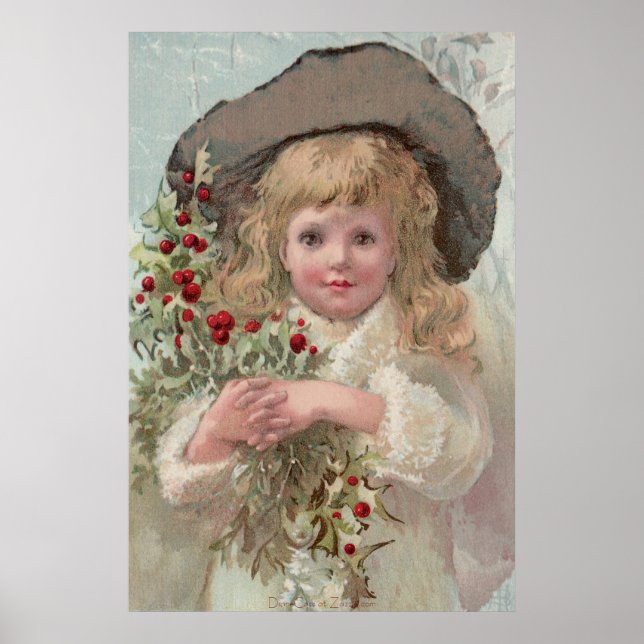 Victorian Girl med Holly Poster (Framsidan)