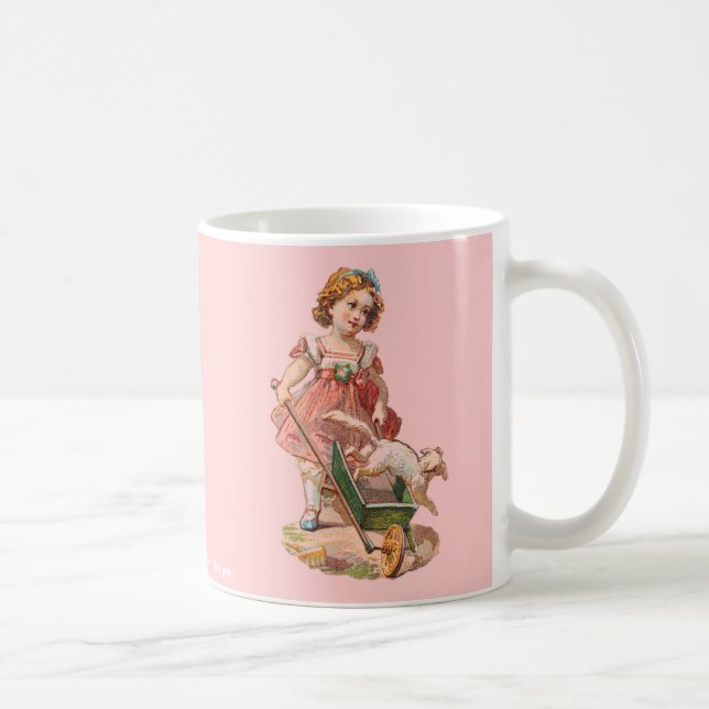 VICTORIAN GIRL MED HUND DRINKING KOPP (Höger)