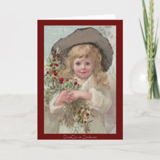 Victorian Girl med jul Holly Helgkort
