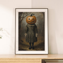 Victorian Girl med Pumpkin Head Halloween Wall Poster