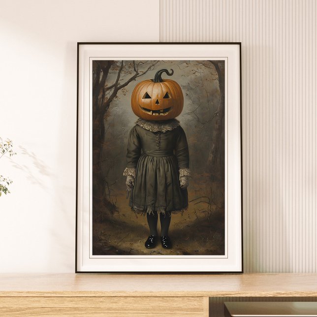 Victorian Girl med Pumpkin Head Halloween Wall Poster (Skapare uppladdad)