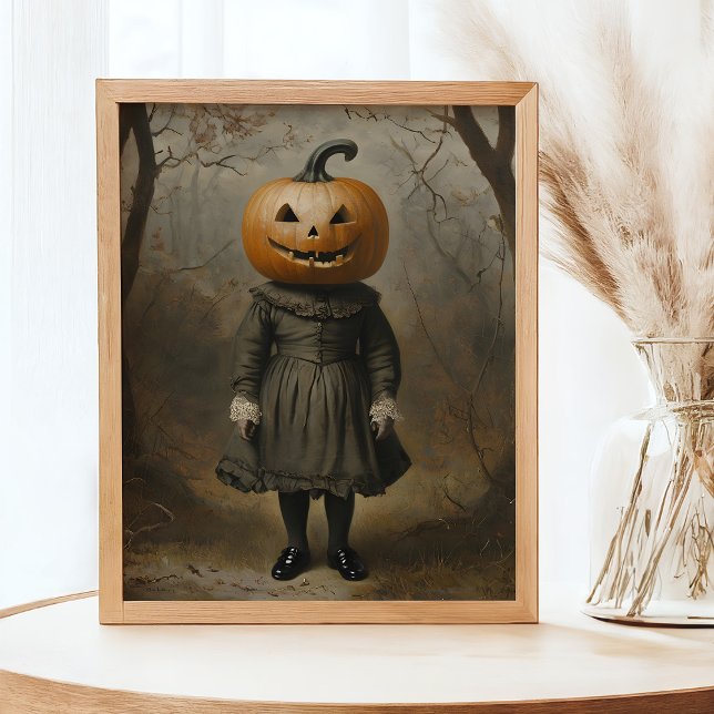Victorian Girl med Pumpkin Head Halloween Wall Poster (Skapare uppladdad)