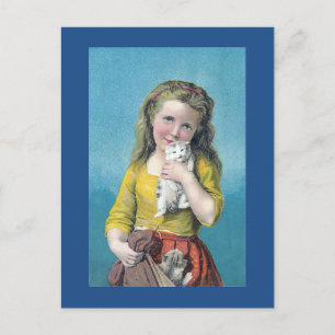 Victorian Girl och Kittens Vykort