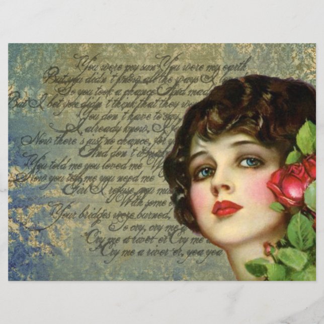 Victorian Glamor Girl w/ Röd ros (Framsida)