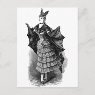 Victorian/Gothic Batgirl/Fladdermus Costume Vykort