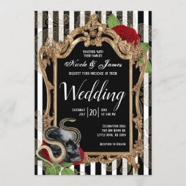 Victorian Gothic Black Rand Bröllop Inbjudningar