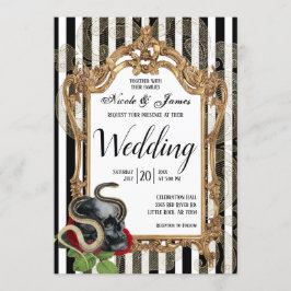 Victorian Gothic Black Rand Bröllop Inbjudningar