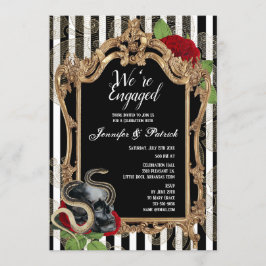 Victorian Gothic Black Rand Förlovningsfest Inbjudningar