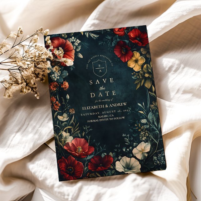 Victorian Gothic Blommigt Bröllop Spara Datumet (Skapare uppladdad)