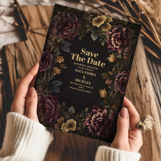 Victorian Gothic Blommigt Ram Bröllop Spara Datumet (Skapare uppladdad)