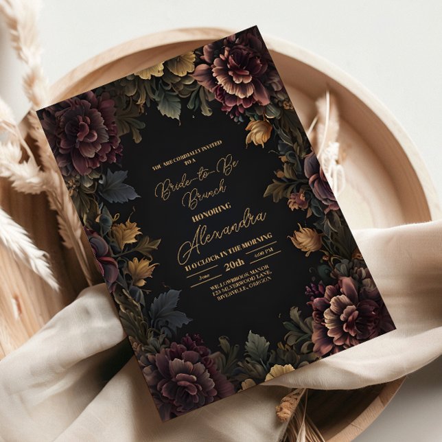 Victorian Gothic Blommigt Ram Möhippa Inbjudningar (Skapare uppladdad)