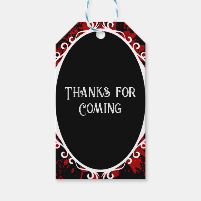 Victorian Gothic Blood Spatter Vampire Bröllop Presentetikett (Framsidan)