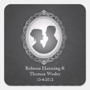 Victorian Gothic Cameo Wedding Stickers Fyrkantigt Klistermärke