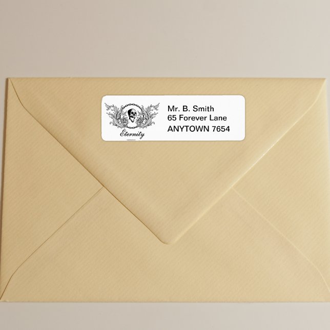 Victorian Gothic Döskallars Eternity Returadress Etikett (Skapare uppladdad)