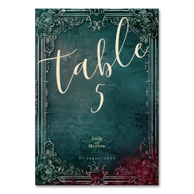 Victorian Gothic Elegance Bröllop Bordsnummer (Framsidan)