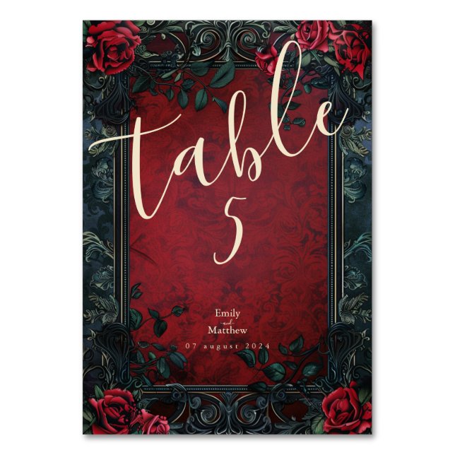 Victorian Gothic Elegance Bröllop Bordsnummer (Framsidan)