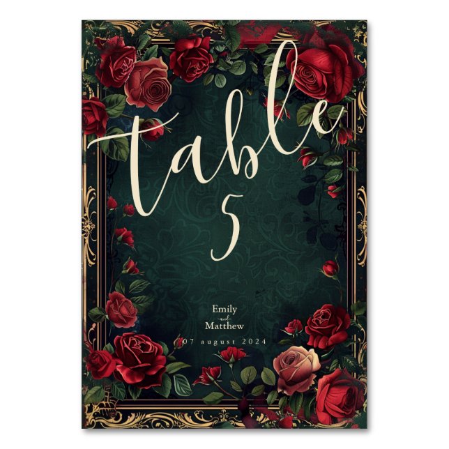 Victorian Gothic Elegance Bröllop Bordsnummer (Framsidan)