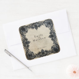 Victorian Gothic Elegance Bröllop Fyrkantigt Klistermärke