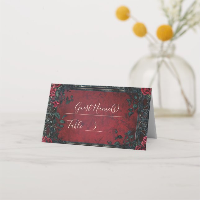 Victorian Gothic Elegance Bröllop Placeringskort (Framsida)