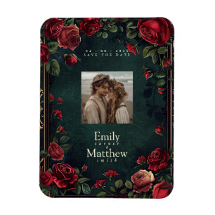 Victorian Gothic Elegance Bröllop spara datum Magnet