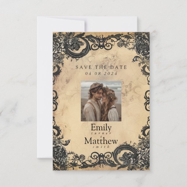 Victorian Gothic Elegance Bröllop Spara Datumet (Framsida)