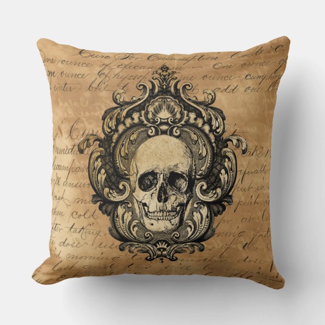 Victorian Gothic Glam Skull Kudde (Framsida)