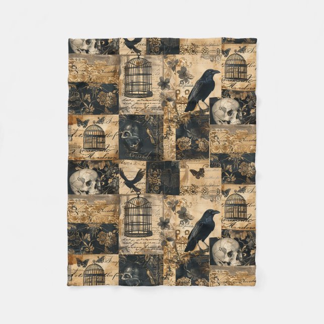 Victorian Gothic Halloween Patchwork Fleecefilt (Framsidan)