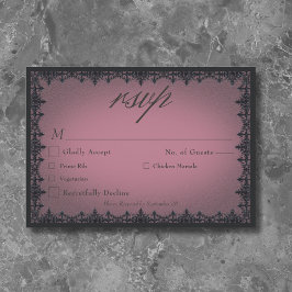 Victorian Gothic Järn Gräns Burgundy Bröllop OSA Kort