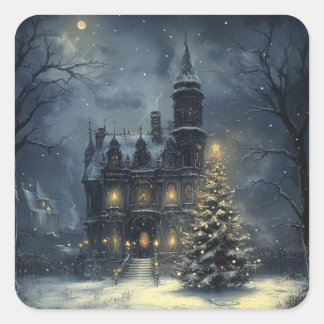 Victorian Gothic Jul Fyrkantigt Klistermärke