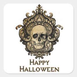 Victorian Gothic Skull Halloween Fyrkantigt Klistermärke