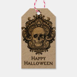 Victorian Gothic Skull Halloween Gift Märkre Presentetikett