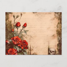 Victorian Gothic Skull Röd ros Halloween