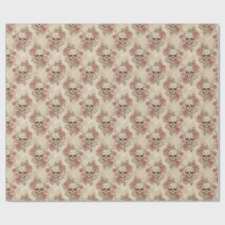 Victorian Gothic Skull & Rose Wrapping Paper Presentpapper