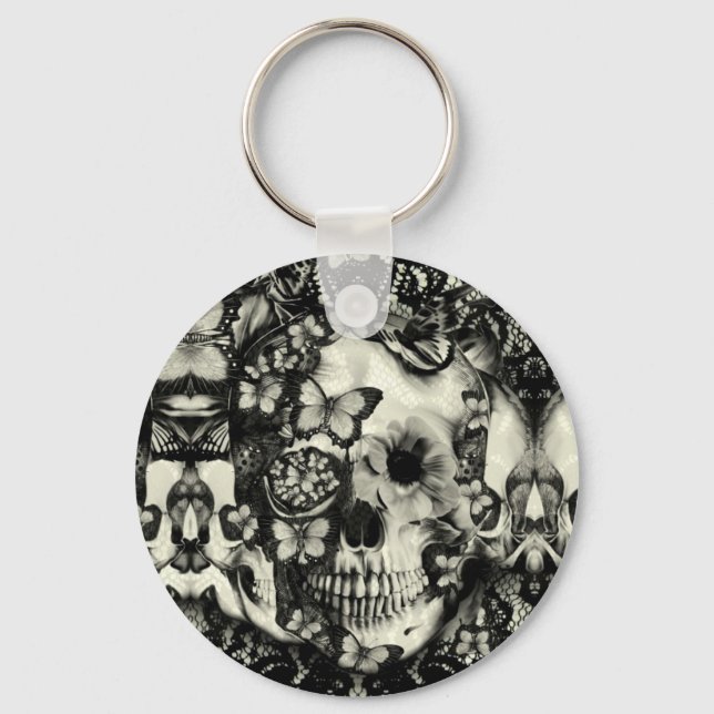 Victorian gothic snöre skalle mönster nyckelring (Framsida)
