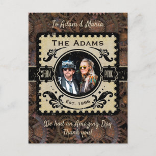 Victorian Gothic Steampunk Bröllop Tack Vykort