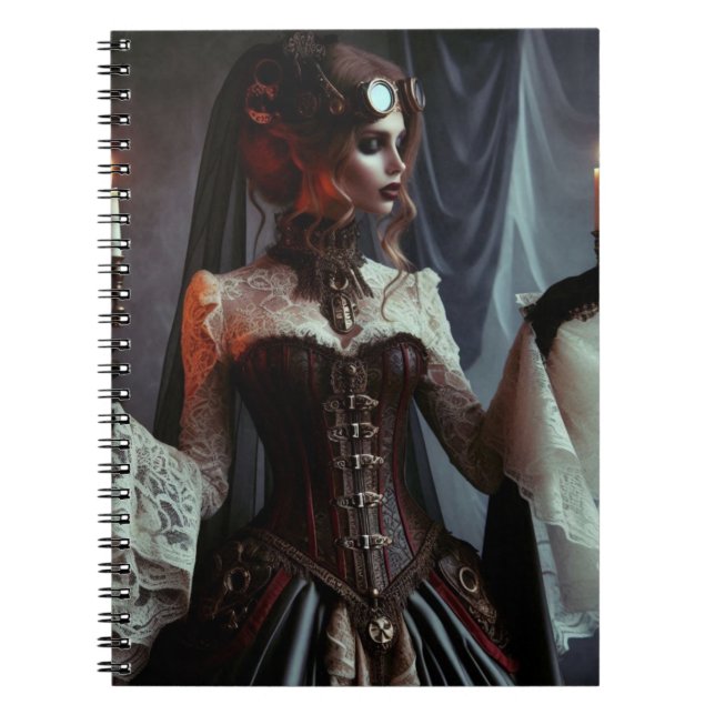 Victorian Gothic Steampunk Elegant Dam Anteckningsbok (Framsidan)