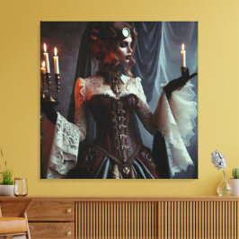 Victorian Gothic Steampunk Elegant Dam Canvastryck