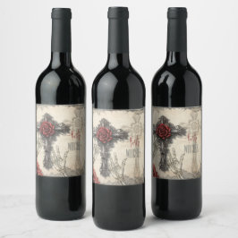 Victorian Gothic Styled Ro och Kor Vinflaska Etikett