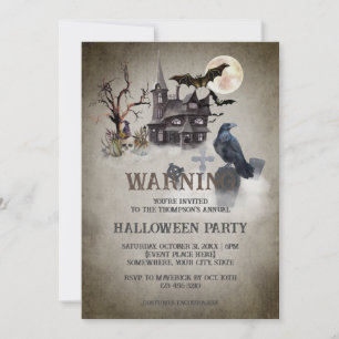 Victorian Gothic Vampire Halloween fest Inbjudningar