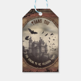 Victorian Gothic Vintage Dracula Castle Halloween Presentetikett
