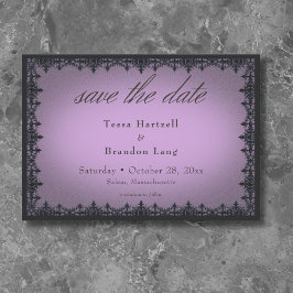Victorian gotiic Järn Gräns Lila Bröllop Spara Datumet
