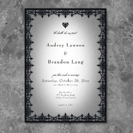 Victorian gotiic Järn Gräns White Bröllop Inbjudningar