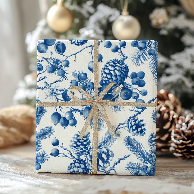 Victorian Gräs Cones och Grenar Toile-julen Presentpapper (Skapare uppladdad)