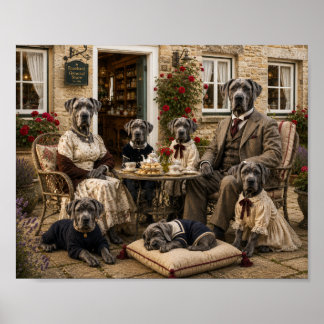 Victorian Great Dane Family Tea Party | Elegant Do Poster