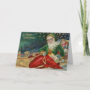 Victorian gröna Santa Helgkort