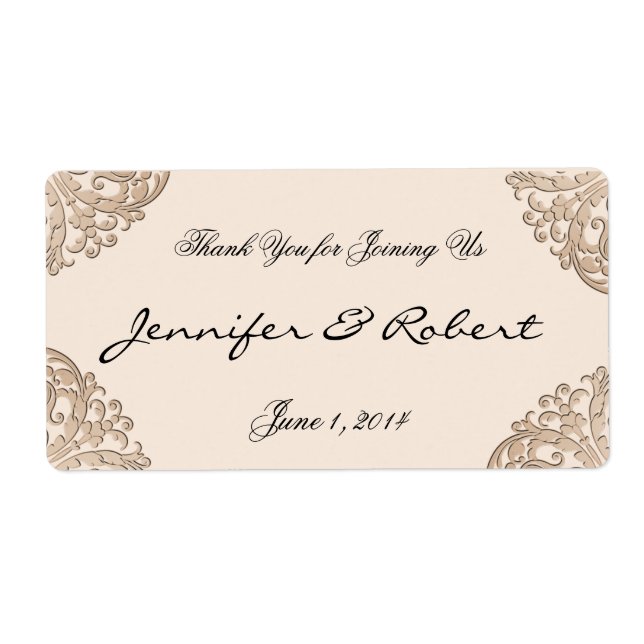 Victorian Guld Filigree Vattenflaska Label Fraktsedel (Framsidan)